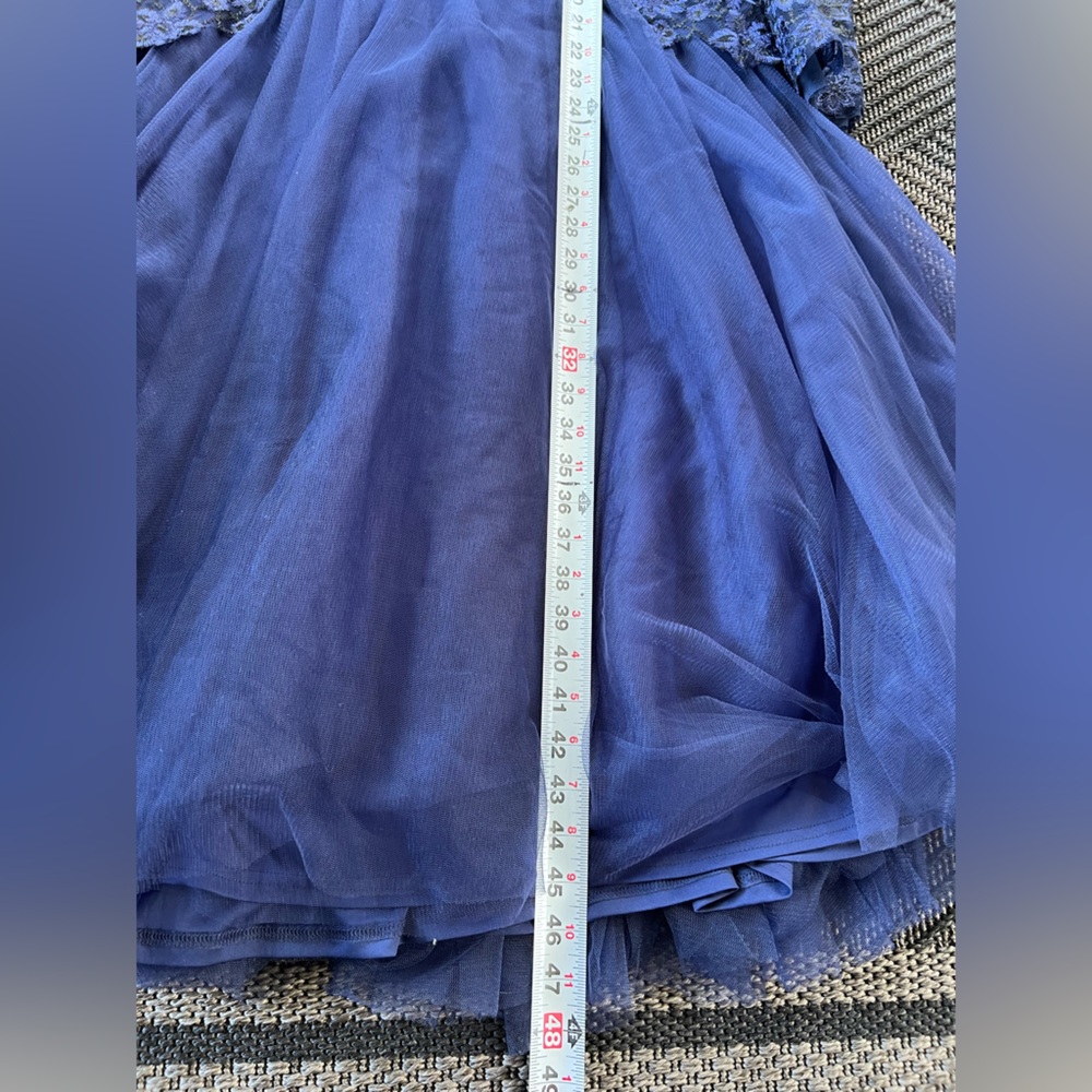 Tadashi Shoji Navy Long Sleeve Lace Gown - Picture 14 of 14